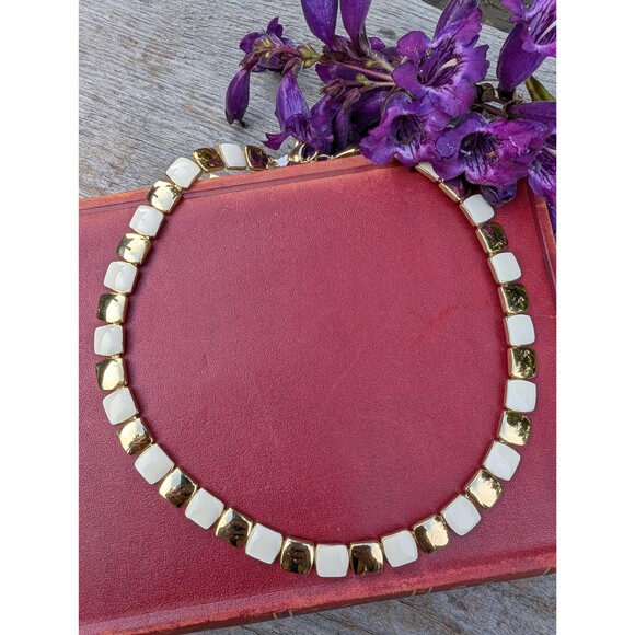 Vintage Napier Cream & Gold Collar Necklace - Picture 1 of 16